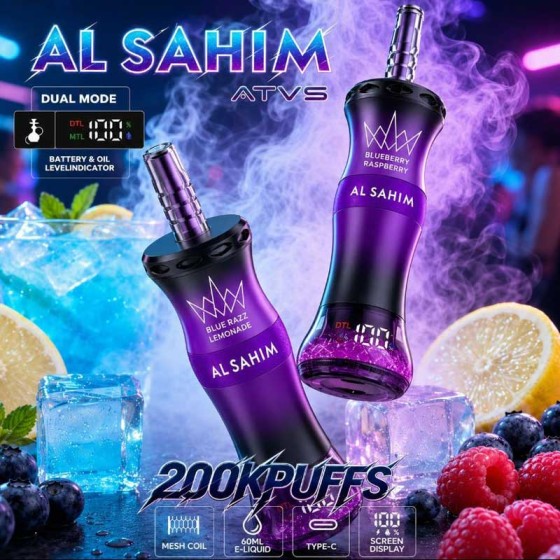 ATVS AL SAHIM 200K Puffs DTL/MTL LCD Display Disposable Vape with Adjustable Airflow