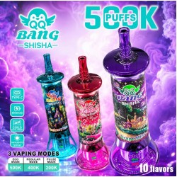 QQ Bang Shisha 500K 500000 Puffs Vape 3 Vaping Modes Rechargeable Disposable E-Cigarette