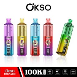 OKSO TORNADO 100000 Puffs 100K Disposable Vapes RGB LED Smart Display Wholesale